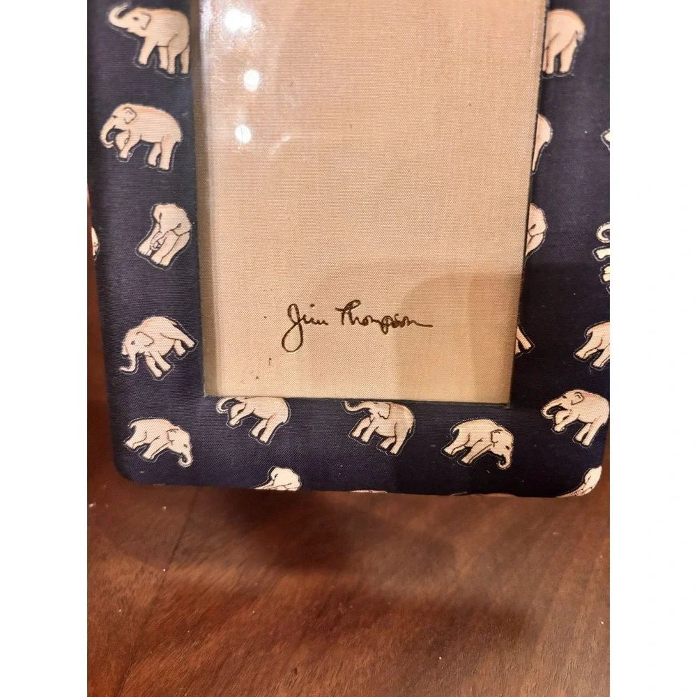 Jim Thompson Thai Silk Blue Elephant Picture Frame 4x6 Photo Frame Thailand